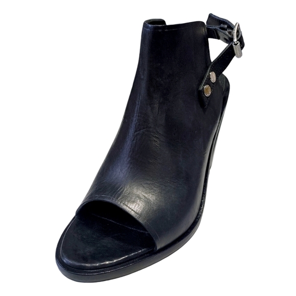 Rag & Bone Wyatt Black Leather Slingback Open Toe Bootie Heel Women Size 37 6.5 - Picture 5 of 10